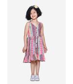 Neon Pink Stripe Low-High Boho Dress