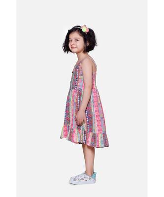 Neon Pink Stripe Low-High Boho Dress 2