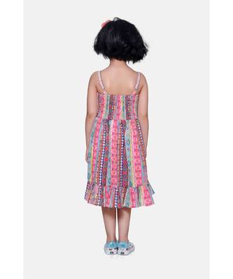 Neon Pink Stripe Low-High Boho Dress 3