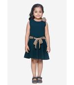 Teal Green Partywear Dress with Golden Detailing