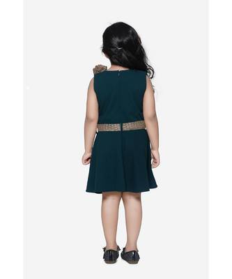 Teal Green Partywear Dress with Golden Detailing 5