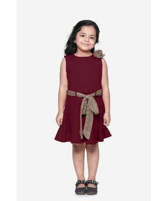 Maroon Partywear Dress with Golden Detailing 1