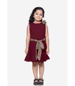 Maroon Partywear Dress with Golden Detailing