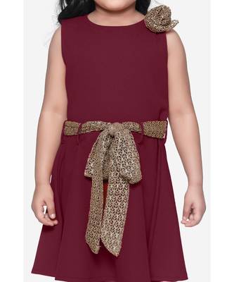 Maroon Partywear Dress with Golden Detailing 5