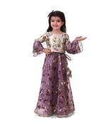 Floral Top with Wine Organza Skrit Set