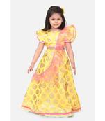 Bright Yellow Motif Ruffle Lehenga Set