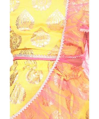 Bright Yellow Motif Ruffle Lehenga Set 3