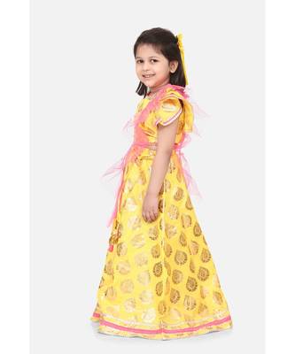 Bright Yellow Motif Ruffle Lehenga Set 4