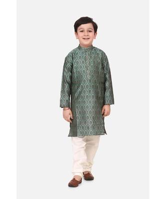 Green Jacquard Kurta Pajama Set 2