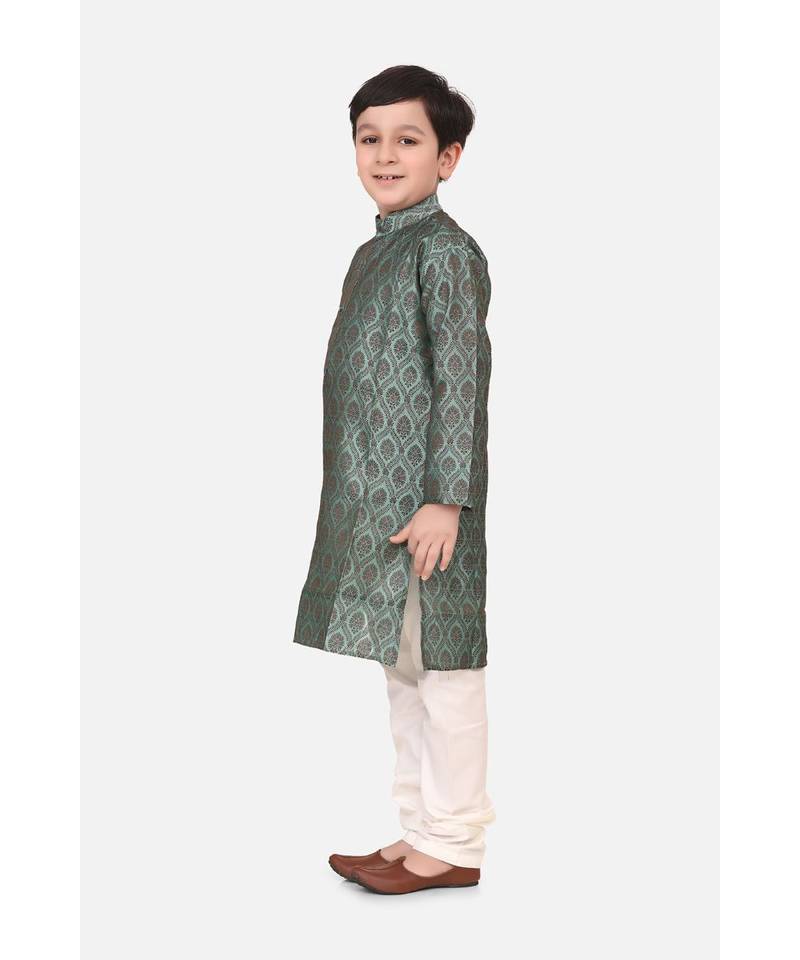 Green Jacquard Kurta Pajama Set
