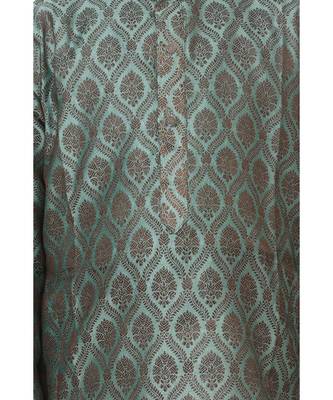 Green Jacquard Kurta Pajama Set 5