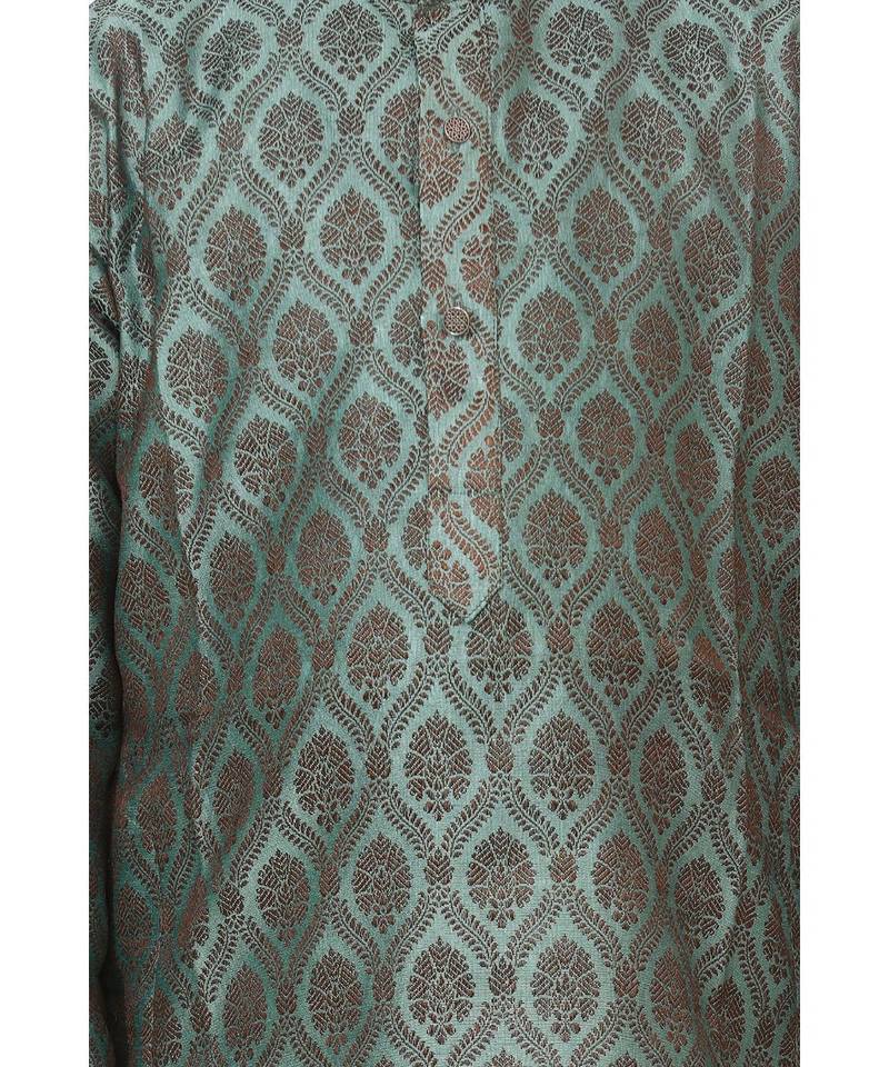 Green Jacquard Kurta Pajama Set