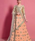 provocative Orange Sequins embroidered art Silk ceremonial Lehenga