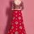 Red embroidered art silk semi stitched wedding & party lehenga