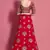 Red embroidered art silk semi stitched wedding & party lehenga