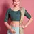 Sea-green embroidered art silk semi stitched wedding lehenga
