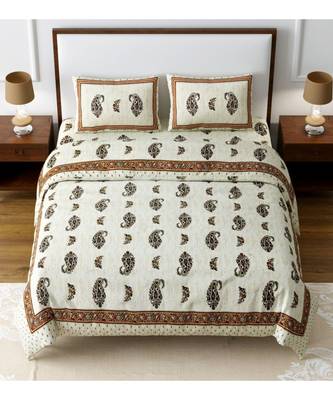 Ridan Cotton King Size Multicolour Double Bed Sheet With Pillow Cover 1