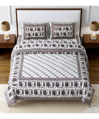 Ridan Cotton King Size Multicolour Double Bed Sheet With Pillow Cover 1