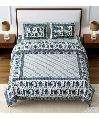 Ridan Cotton King Size Multicolour Double Bed Sheet With Pillow Cover 1