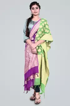 Pure Chiffon Silk Khaddi Banarasi Dupatta with gold zari boota work