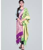 Pure Chiffon Silk Khaddi Banarasi Dupatta with gold zari boota work