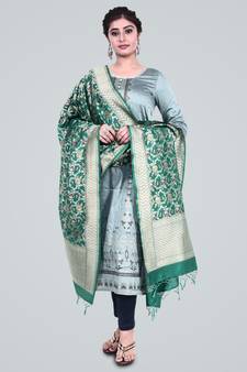 Pure Munga Silk Khaddi Meena Banarasi dupatta in floral zari jaal