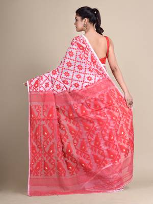 Multicolor hand woven silk blend saree  3