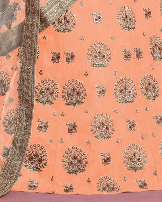 provocative Orange Sequins embroidered art Silk ceremonial Lehenga 5