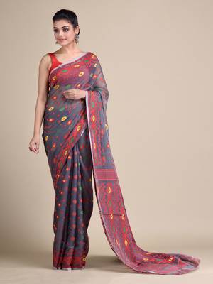Multicolor Hand Woven Silk Blend Saree Without Blouse 1