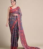 Multicolor Hand Woven Silk Blend Saree Without Blouse