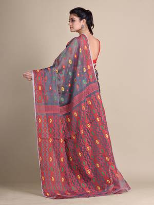 Multicolor Hand Woven Silk Blend Saree Without Blouse 3