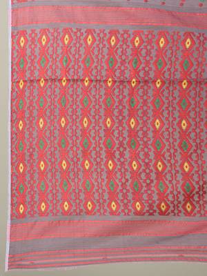 Multicolor Hand Woven Silk Blend Saree Without Blouse 4