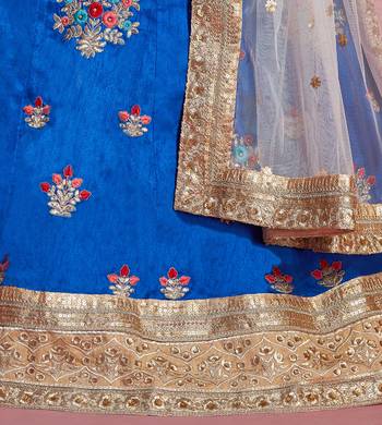Blue embroidered art silk Semi Stitched wedding & party lehenga 5