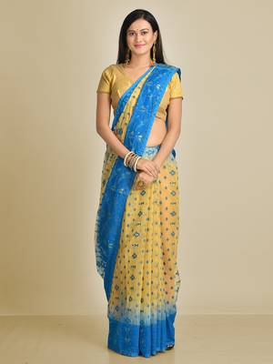 Multicolor hand woven silk blend saree  1