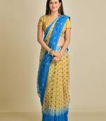 Multicolor hand woven silk blend saree 
