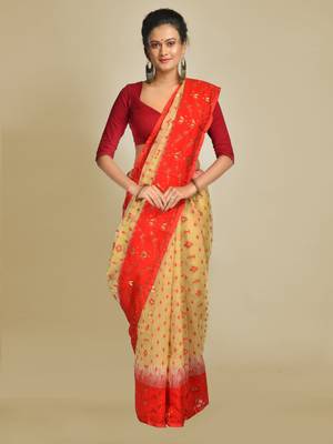 Multicolor Hand Woven Silk Blend Saree Without Blouse 1
