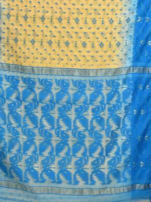 Multicolor hand woven silk blend saree  4
