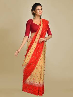 Multicolor Hand Woven Silk Blend Saree Without Blouse 2