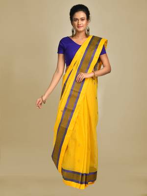 Multicolor hand woven pure cotton saree  1