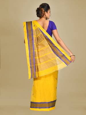 Multicolor hand woven pure cotton saree  3