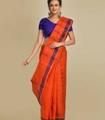 Multicolor hand woven pure cotton saree 