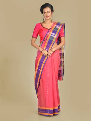 Multicolor hand woven pure cotton saree  1