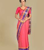 Multicolor hand woven pure cotton saree 