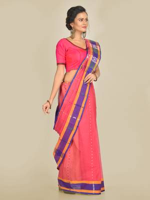 Multicolor hand woven pure cotton saree  2