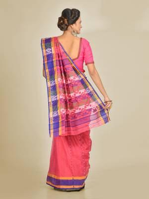 Multicolor hand woven pure cotton saree  3