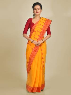 Multicolor hand woven pure cotton saree  1