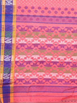 Multicolor hand woven pure cotton saree  4