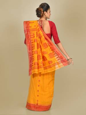 Multicolor hand woven pure cotton saree  3
