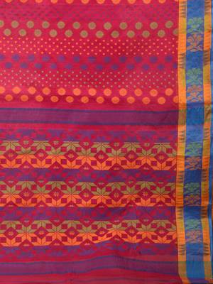 Multicolor hand woven pure cotton saree  2