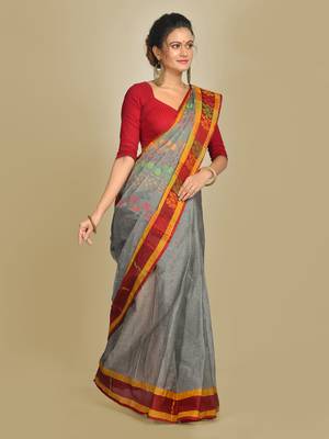 Multicolor hand woven pure cotton saree  1
